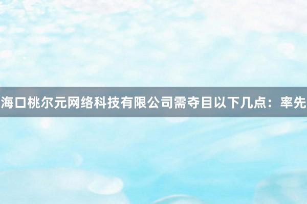 海口桃尔元网络科技有限公司需夺目以下几点：率先